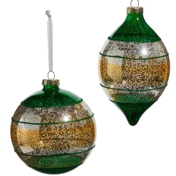 Raz Imports Raz 5" Green and Gold Vintage Glass Christmas Ornament 4524918 Online