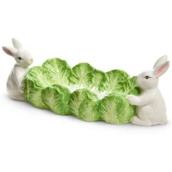 Raz Imports Raz 10" Green Cabbage Tray with Easter Bunnies 4411109 Sale