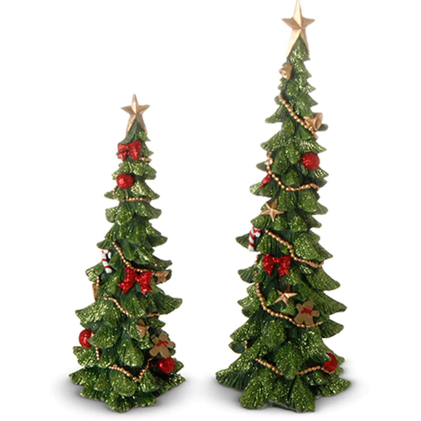 Raz Imports Raz 11.5" Green Glitter Christmas Tree Figures Set of 2 4301641