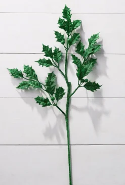 Raz Imports Raz 29" Green Glittered Holly Leaf Christmas Tree Spray F4441711 Sale