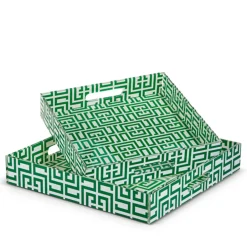 Raz Imports Raz 14" Green Greek Keys Christmas Tray Decoration 4536650 Clearance