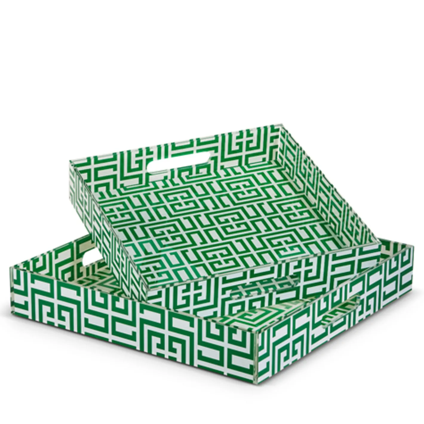 Raz Imports Raz 14" Green Greek Keys Christmas Tray Decoration 4536650 Clearance