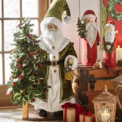 Raz Imports Raz 37" Green Santa with Lighted Tree Christmas Decoration 4415594 Hot