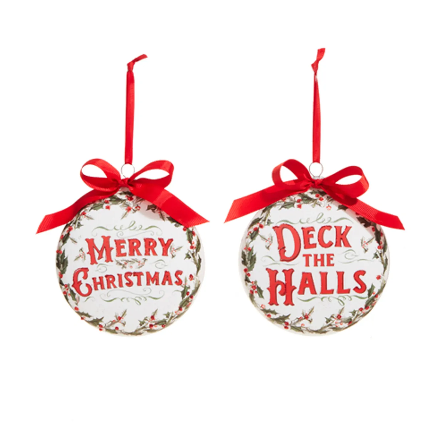 Raz Imports Raz 5" Holiday Greetings Disc Glass Christmas Ornament 4324605