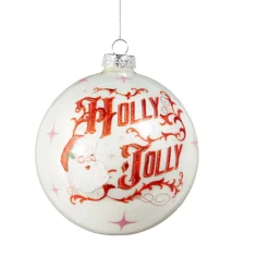 Raz Imports Raz 5" Holly Jolly Santa Ball Glass Christmas Ornament 4525416 Online