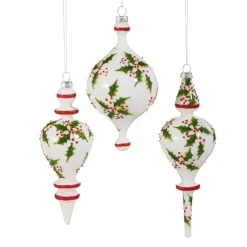 Raz Imports Raz 8.5" Holly Pattern Glass Christmas Ornament 4524849 Best