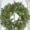 Raz Imports Raz 27" Iced Mixed Greenery, eucalyptus and Pinecone Christmas Wreath W4102617 Outlet