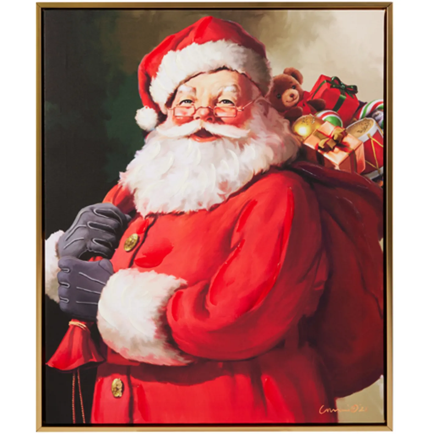 Raz Imports Raz 21.5" Jolly Delivery or Toy Making Santa Framed Picture Hot