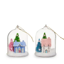 Raz Imports Raz 4" Jolly House Cloche Glass Christmas Ornament 4546029 Clearance