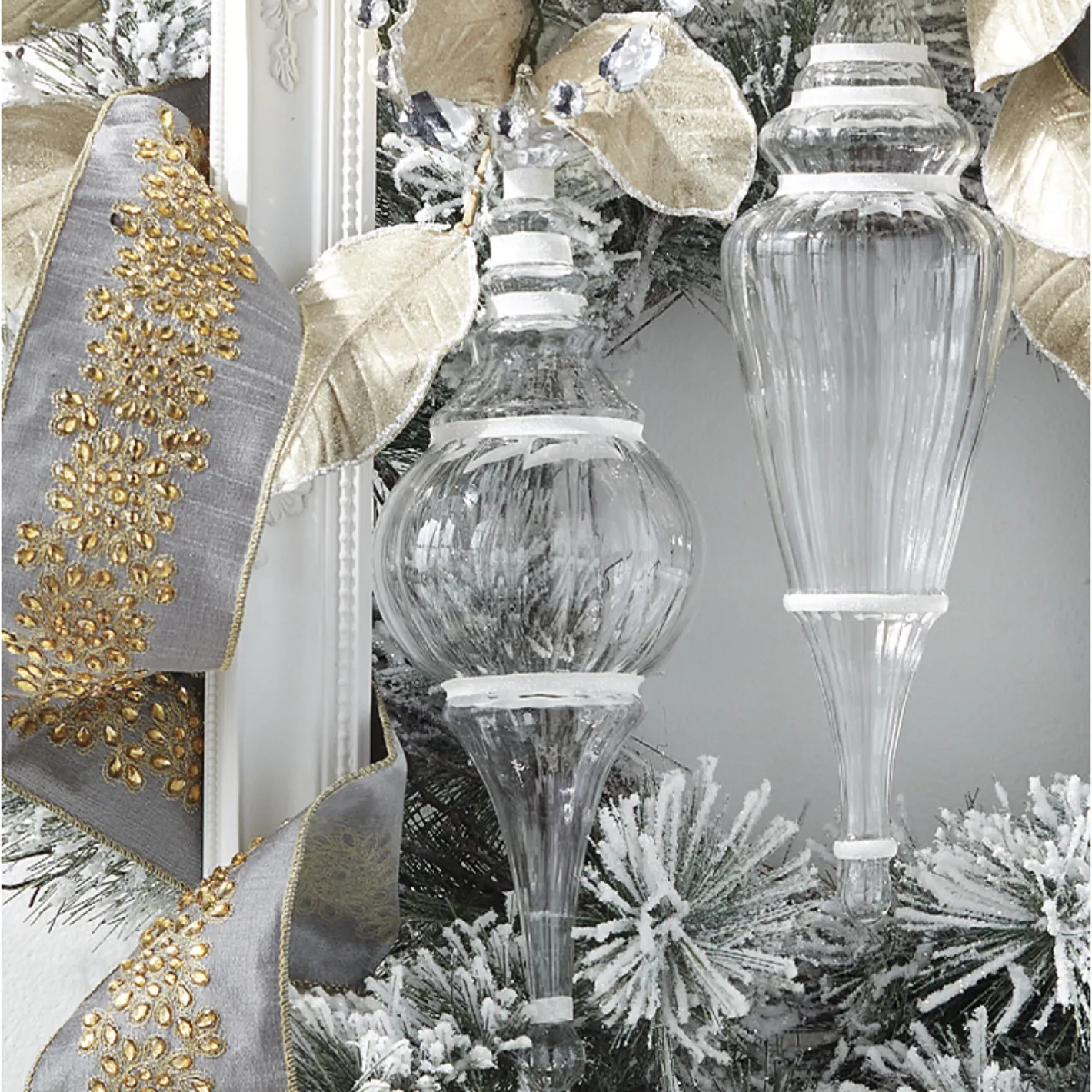 Raz Imports Raz 15.5" Large Clear Finial with Glitter Glass Christmas Ornament 4224530 Best