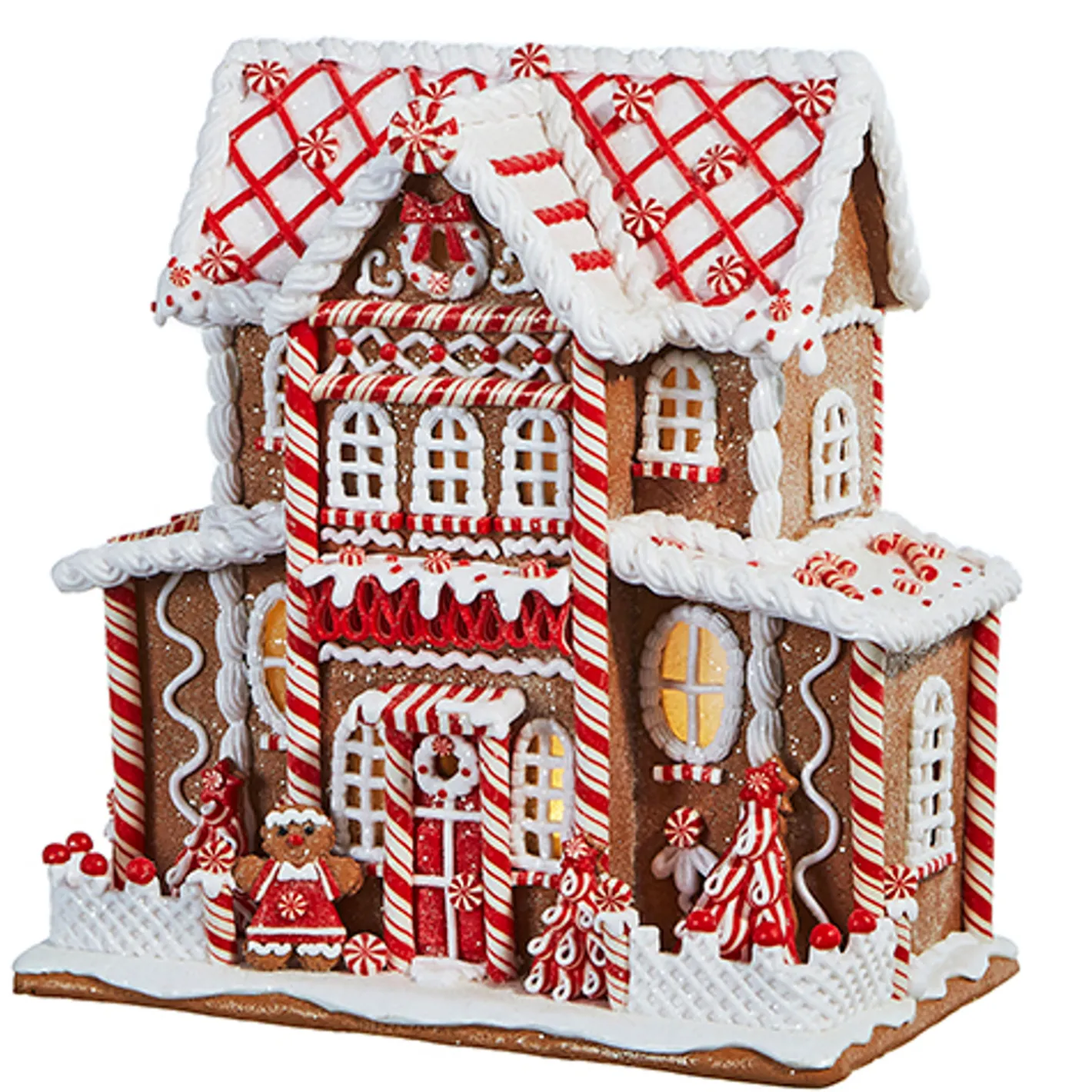 Raz Imports Raz 13" Large Lighted Peppermint Gingerbread Christmas House 4316276 Sale