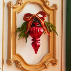 Raz Imports Raz 10" Large Red Ribbed Finial Glass Christmas Ornament 4300722 Outlet