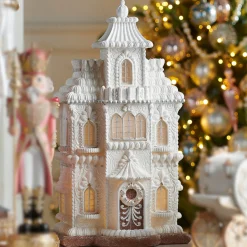 Raz Imports Raz 24" LED Lighted White Gingerbread Pearl Mansion Christmas Decoration 4510441 Online