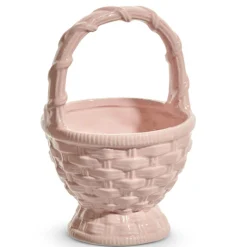 Raz Imports Raz 7.5" Light Pink Ceramic Easter Basket Figure 4501603 Hot