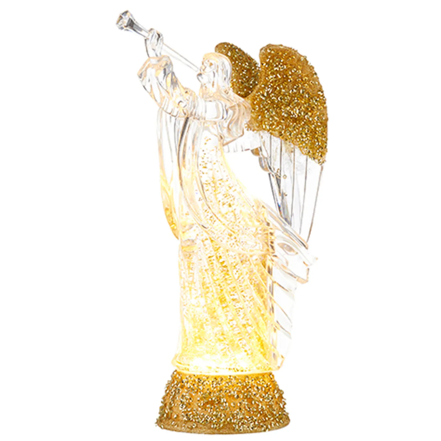 Raz Imports Raz 12" Lighted Angel with Trumpet Gold Glittered Swirling Water Globe 4219053 Sale