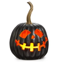 Raz Imports Raz 8" Lighted Black Jack O Lantern Pumpkin Halloween Decoration Clearance