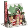 Raz Imports Raz 9" Lighted Brick Paper House with Vintage Santa Christmas House 4519184 Online
