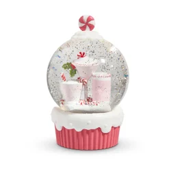 Raz Imports Raz 5" Lighted Peppermint Cocktail Cupcake with Swirling Glitter Christmas Snow Globe 4400768 Outlet