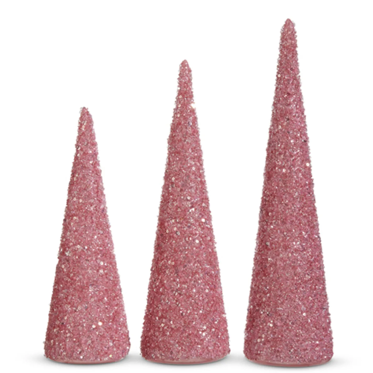 Raz Imports Raz 14" Lighted Pink Beaded Cone Christmas Tree Set of 3 4422914 Outlet