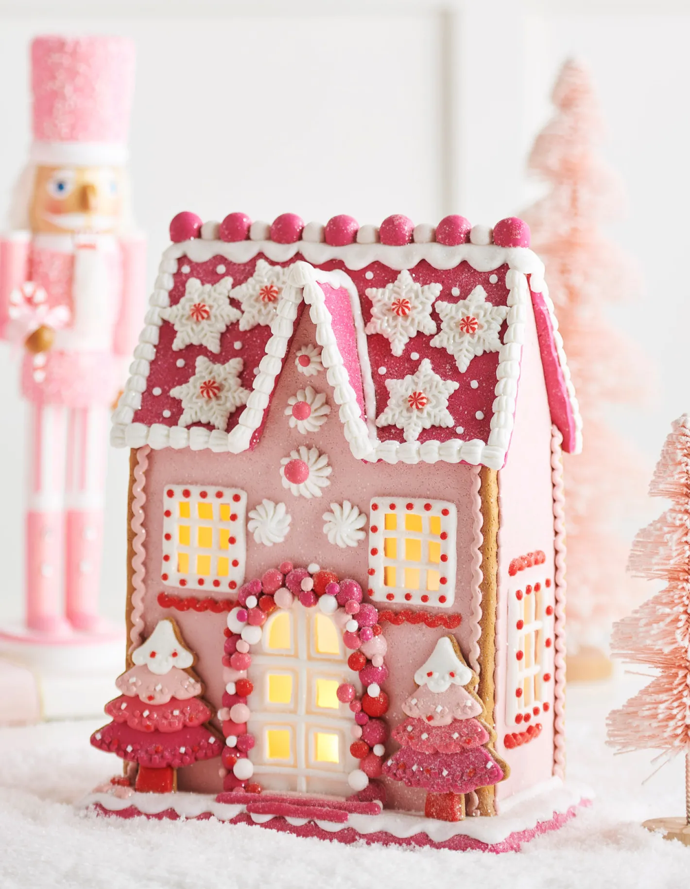 Raz Imports Raz 13" Lighted Pink Christmas Gingerbread House Decoration 4416187 Sale