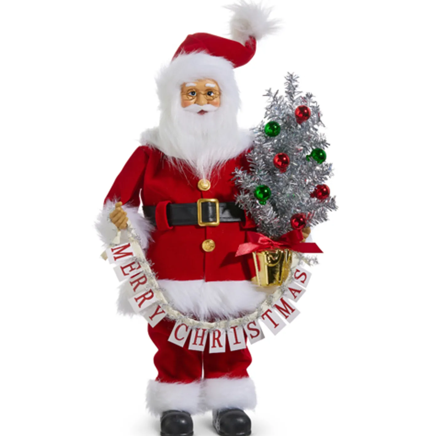 Raz Imports Raz 18" Merry Christmas Santa Figure With Tinsel Tree 4415623 Online