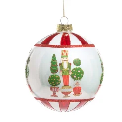 Raz Imports Raz 5" Merry Topiary and Nutcracker Ball Glass Christmas Ornament 4524613 Sale