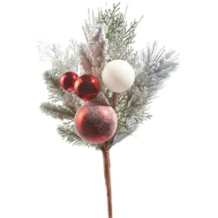 Raz Imports Raz 20" Mixed Greenery and Red and White Ornament Pick Christmas Tree Accessory F4309875 New