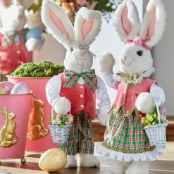 Raz Imports Raz 17" Mr. and Mrs. Plaid Bunny Figures Easter Decoration Set of 2 Clearance