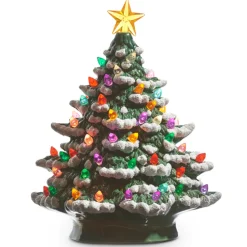 Raz Imports Raz 8" or 13" Battery Operated Lighted Vintage Ceramic Christmas Tree with Snow Tips