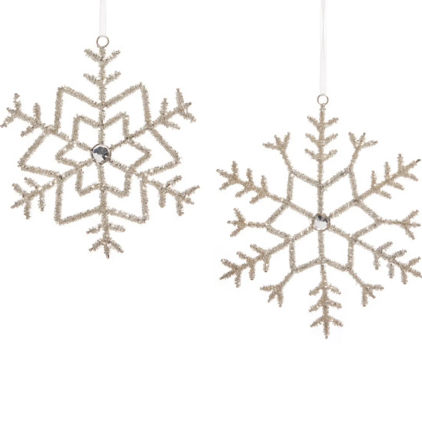 Raz Imports Raz 7" or 8.5" Beaded Silver Snowflake Christmas Ornament