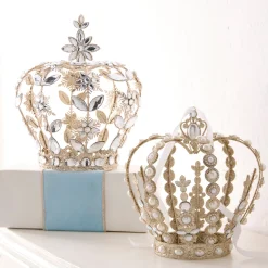 Raz Imports Raz 8" or 9.5" Champagne Glitter Jeweled Crown Christmas Decoration New