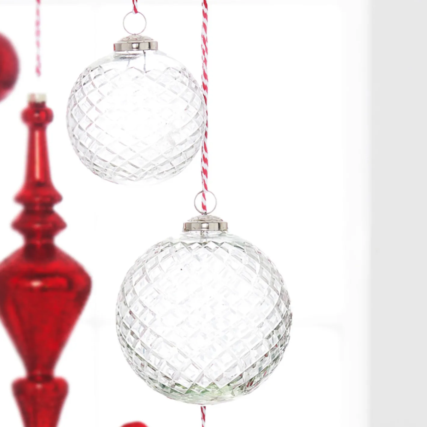 Raz Imports Raz 4" or 5" Clear Diamond Cut Ball Glass Christmas Ornament Hot