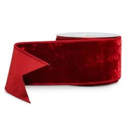 Raz Imports Raz 2.5" or 4" Deep Red Velvet Wired Christmas Ribbon Clearance