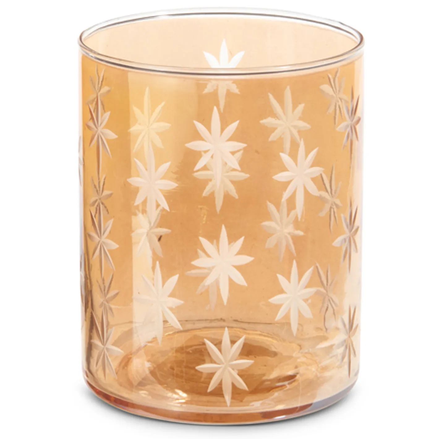 Raz Imports Raz 5" or 8" Etched Gold Star Glass Christmas Candle Holder or Container New