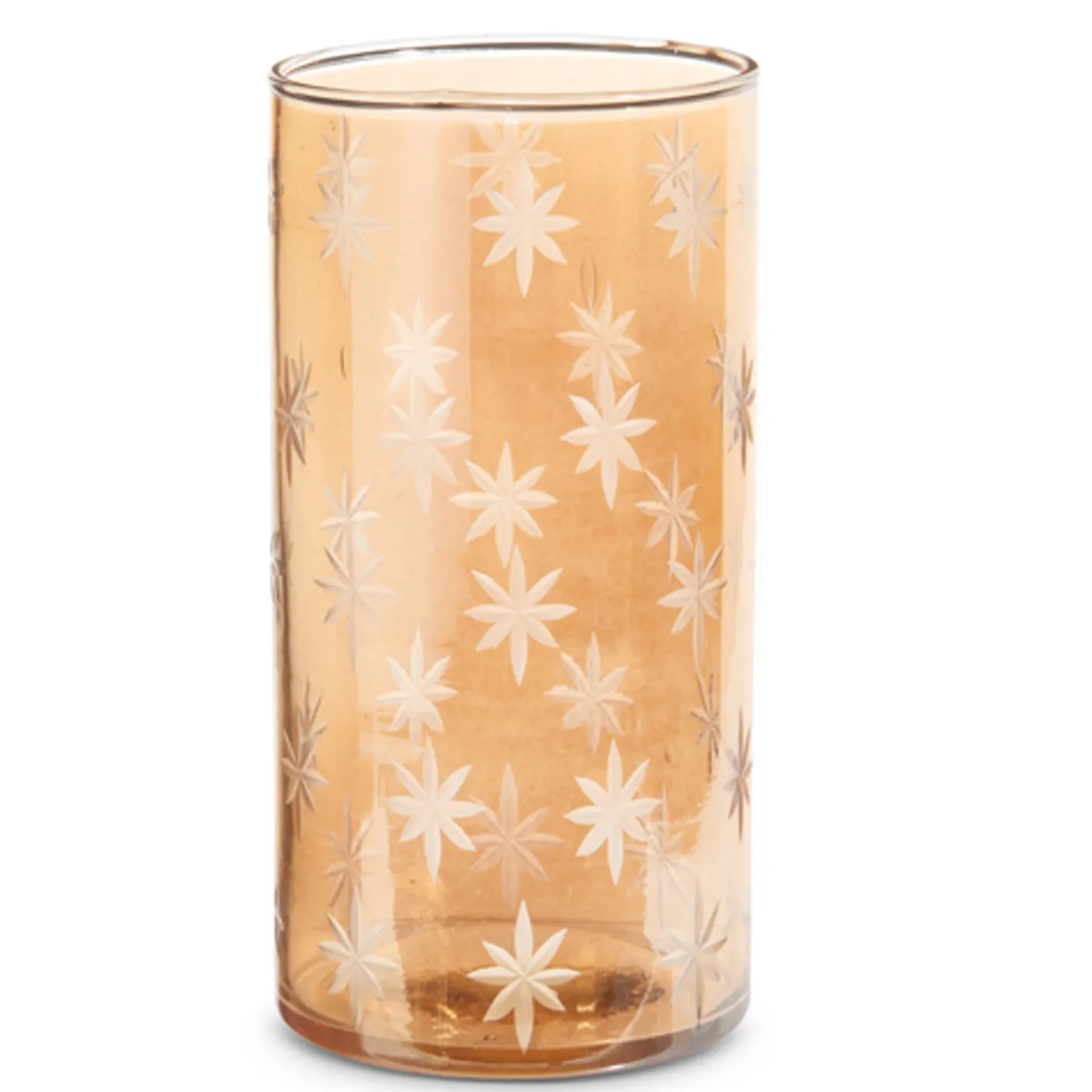 Raz Imports Raz 5" or 8" Etched Gold Star Glass Christmas Candle Holder or Container New