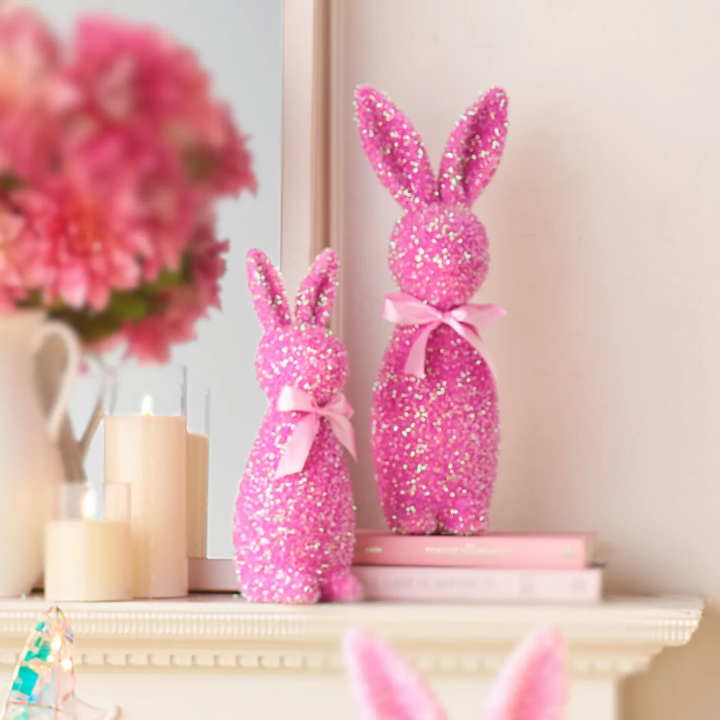 Raz Imports Raz 12" or 16" Iridescent Purple Flocked Bunny Easter Figure Sale