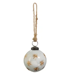 Raz Imports Raz 3" or 4" Ivory with Gold Star Etched Glass Ball Christmas Ornament Outlet
