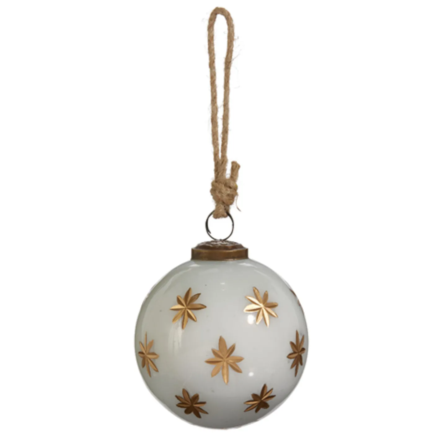 Raz Imports Raz 3" or 4" Ivory with Gold Star Etched Glass Ball Christmas Ornament Outlet