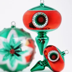 Raz Imports Raz 9.5" or 12" Large Red and Green Reflector Finial Christmas Ornament Online