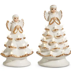 Raz Imports Raz 8" or 13" Lighted Vintage Angel Ivory and Gold Ceramic Christmas Tree Decoration New