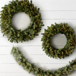 Raz Imports Raz 30" or 36" Mixed Pine Lighted Christmas Wreath Clearance