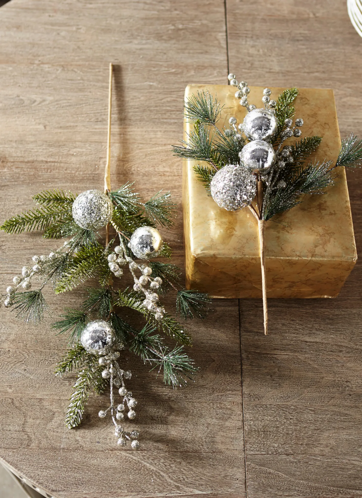 Raz Imports Raz 16" or 27" Pine and Berry with Silver Ball Ornament Christmas Tree Spray Discount