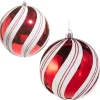 Raz Imports Raz 4" or 6" Red and White Candy Cane Stripe Ball Christmas Ornament Outlet