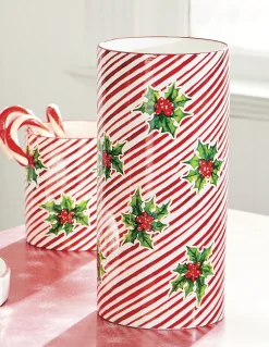 Raz Imports Raz 5.75" or 12" Red and White Striped Holly Berry Christmas Container Sale
