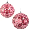 Raz Imports Raz 4" or 6" Red Greek Key Ball Christmas Ornament New