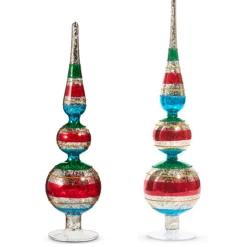 Raz Imports Raz 12" or 16.5" Red, Green, and Blue Vintage Final Glass Christmas Decoration