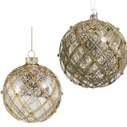 Raz Imports Raz 4" or 6" Silver and Gold Mercury Glass Ball Christmas Ornament Online