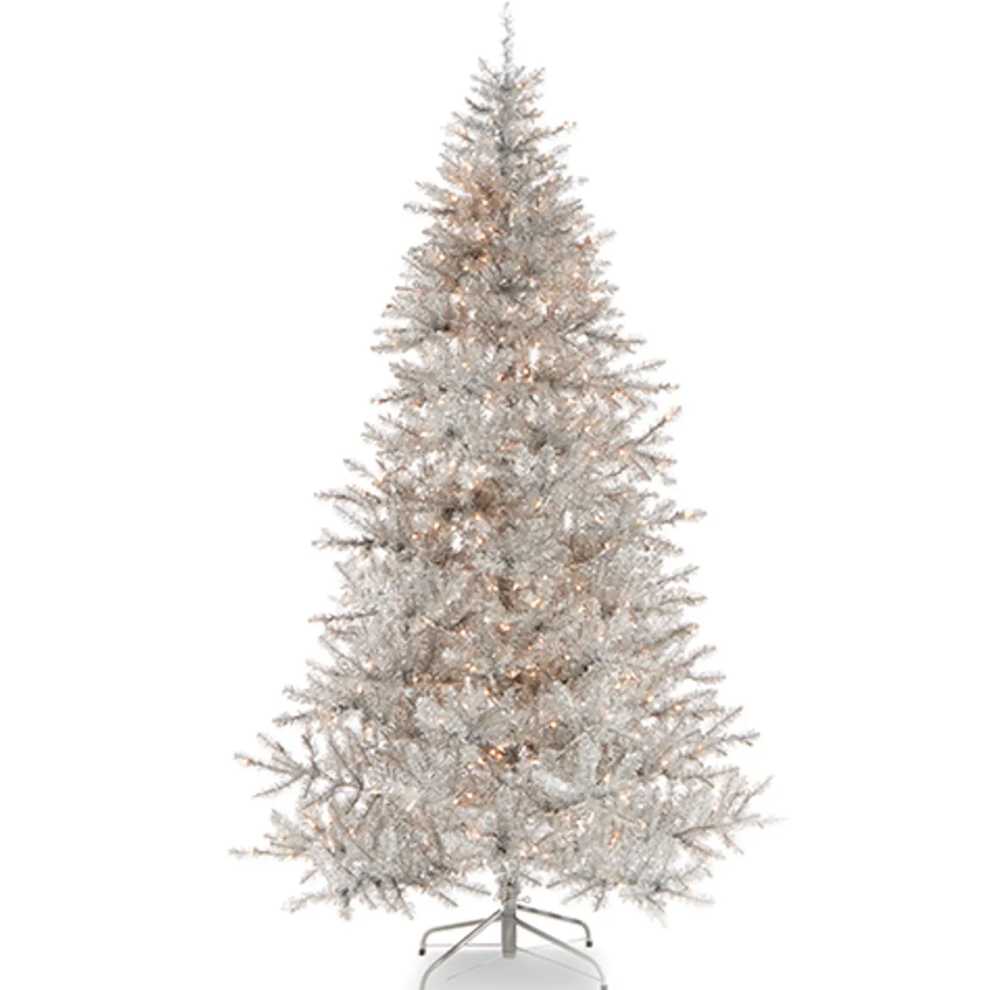 Raz Imports Raz 7.5' or 9' Silver Tinsel Christmas Tree with Forever Lit Clear Lights Sale