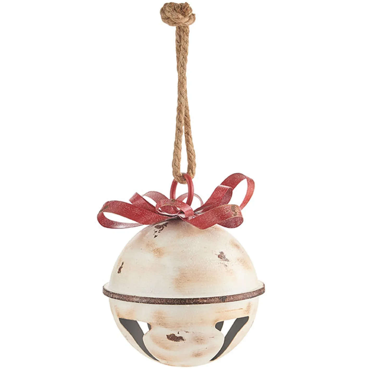Raz Imports Raz 11" or 13.75" White Glittered Jingle Bell with Red Bow Christmas Ornament Discount