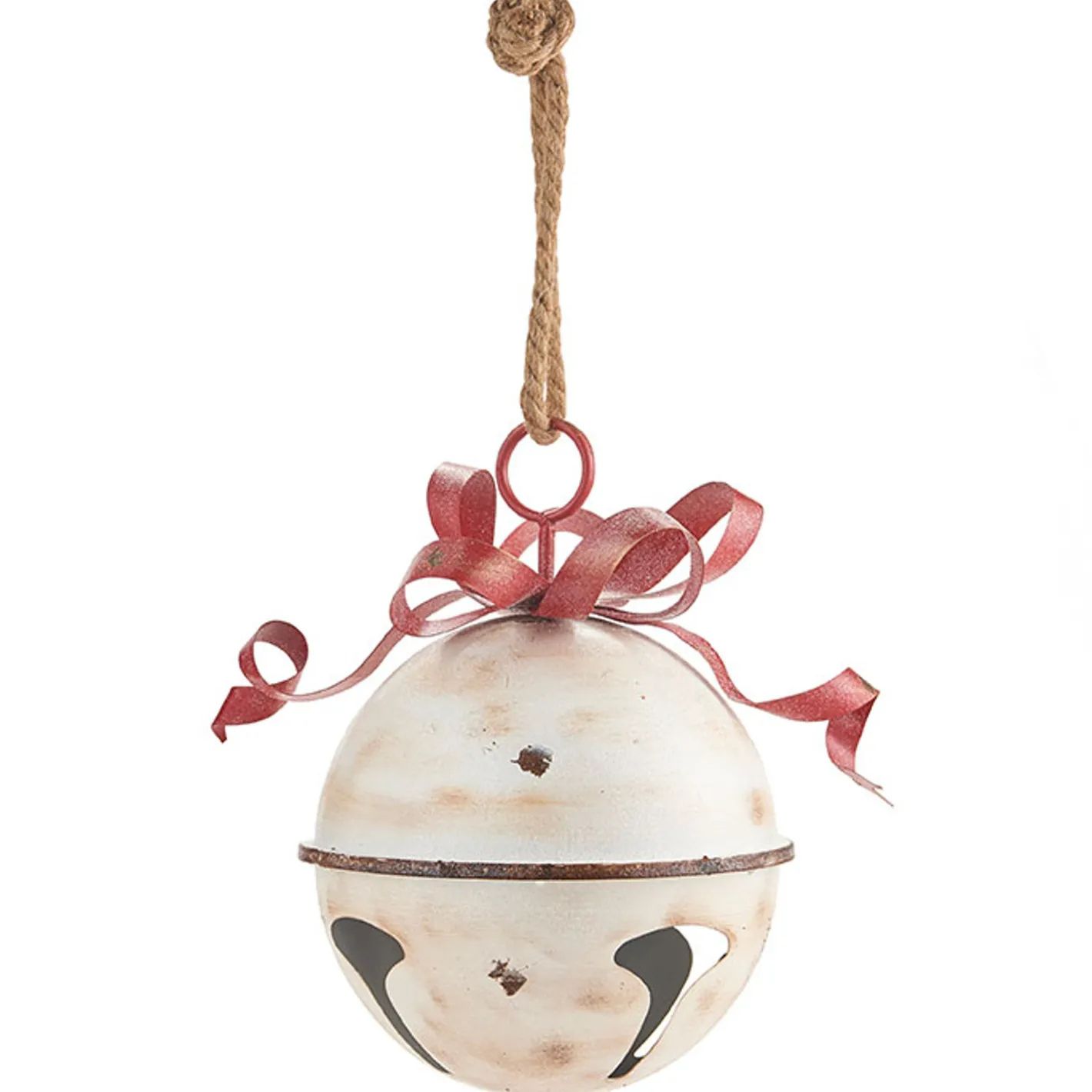 Raz Imports Raz 11" or 13.75" White Glittered Jingle Bell with Red Bow Christmas Ornament Discount